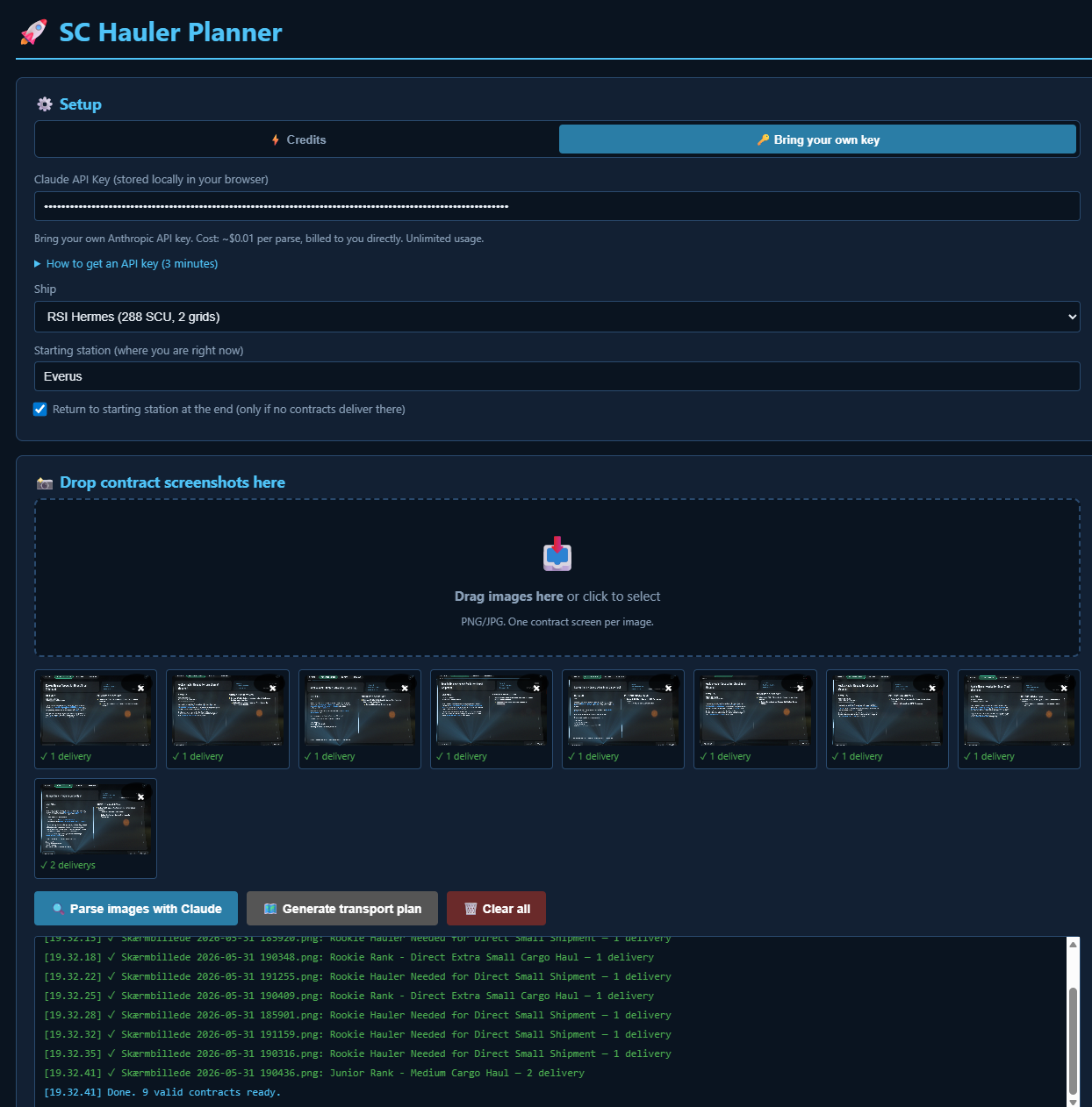 Upload and parse contract screenshots